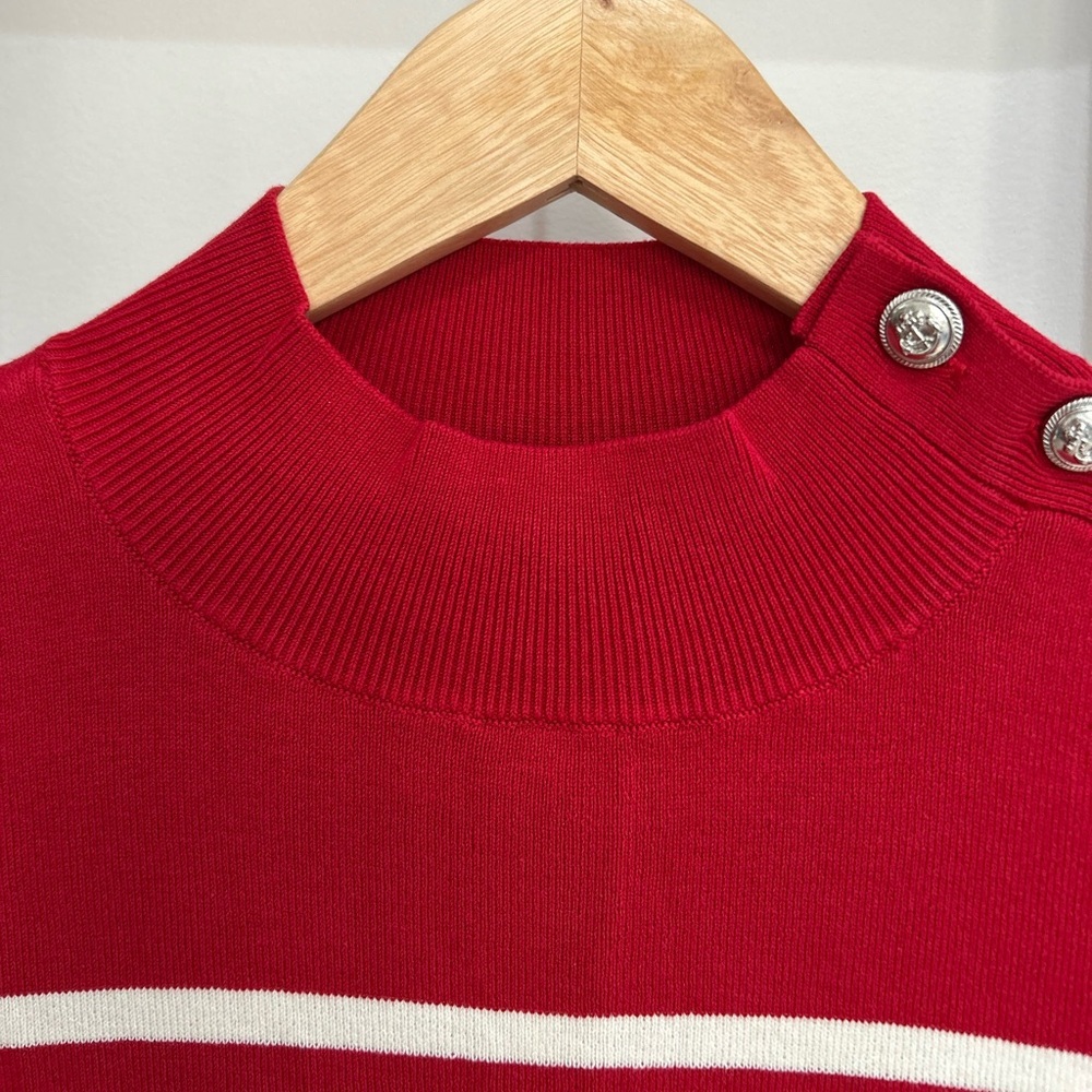 Talbots Mock Neck Sweater Short Sleeve Women’s Button Shoulder Size S NWT - Picture 3 of 10